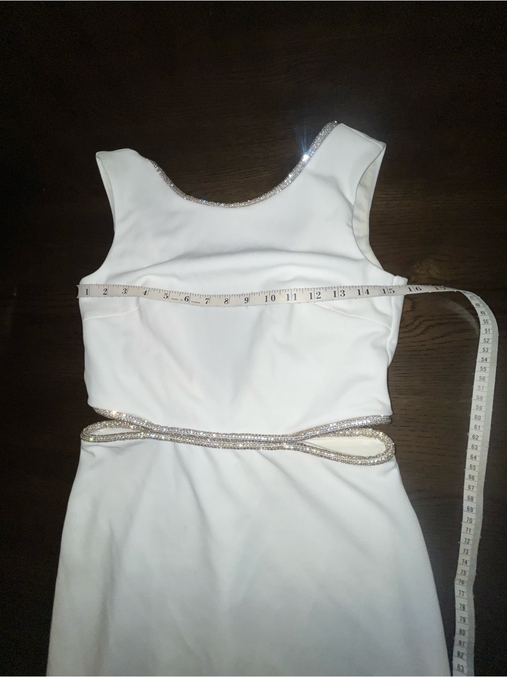 Fashion Nova White Cut Out Backless Gown w/Silver Accents Size M Medium Bridal - Picture 6 of 16
